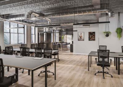 Large open plan coworking office at Techspace