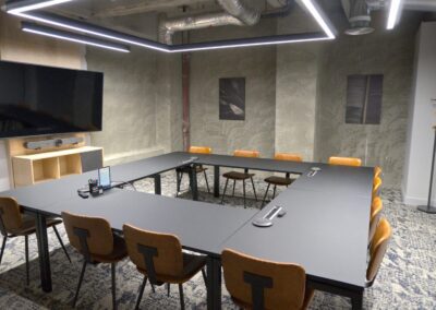 Large meeting room with Audio Visual equipment and TV screen